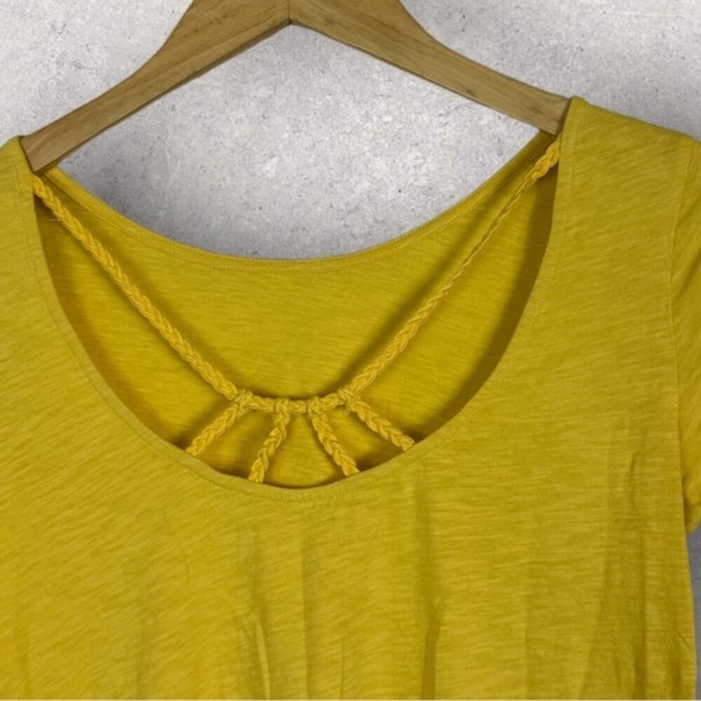 Sezane Luigi T-Shirt Sunset Yellow Size Small Back Cutout Braided Short Sleeve - Picture 6 of 11